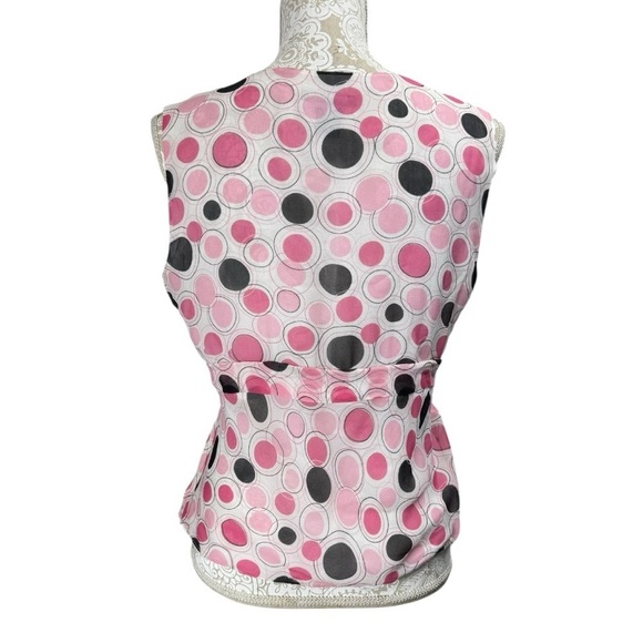 Anne Carson Size Large Babydoll Tank Top Polka Dots 100% Silk Chiffon Sleeveless - Picture 2 of 7